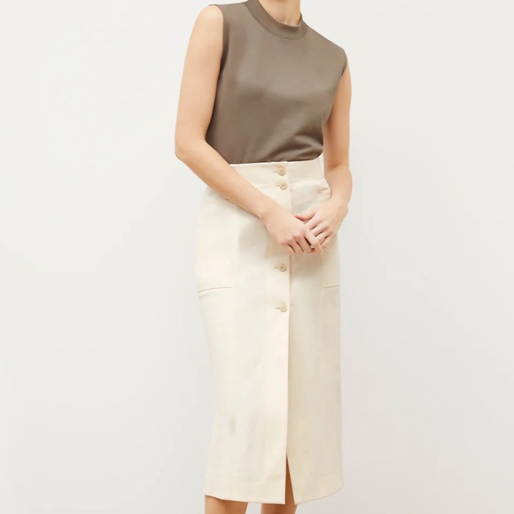 NEW MM Lafleur the Lane skirt midi gray blue better than denim stretch 8 - Picture 10 of 16